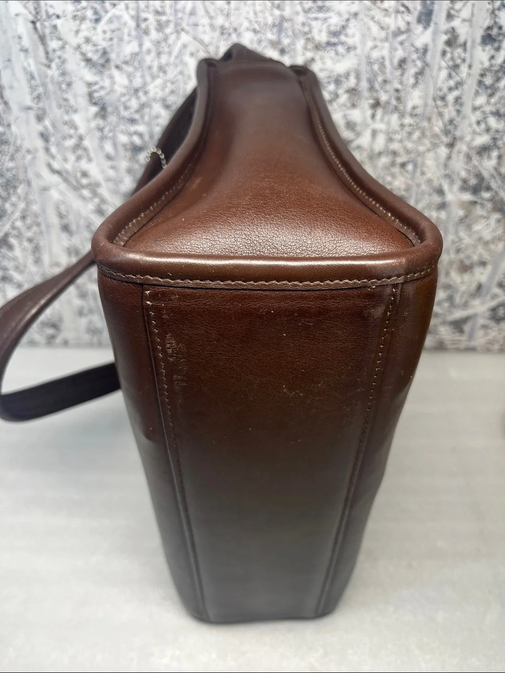 COACH Aero Pocket 9052 Brown Zip Top Leather Shoulder Bag 1990s USA Vintage